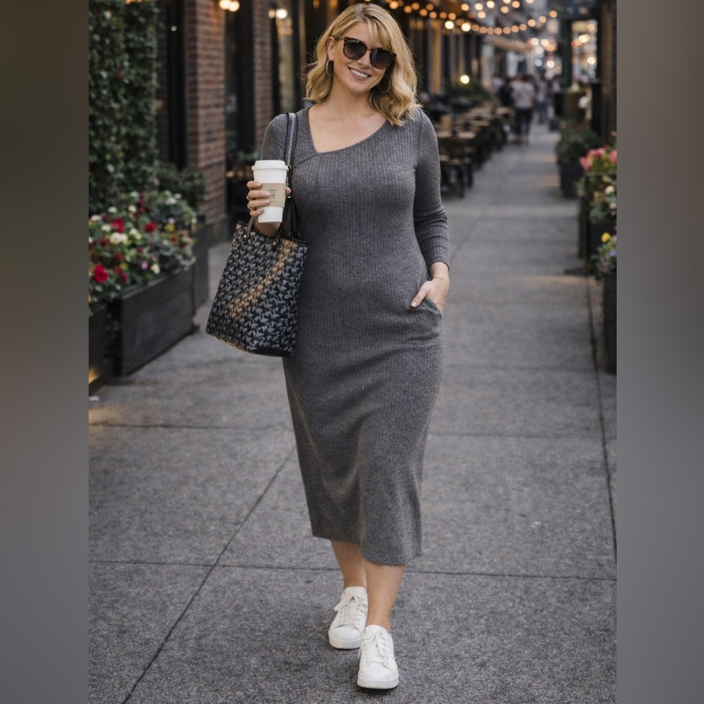 A New Day Ribbed Knit Midi Dress –  Size Medium